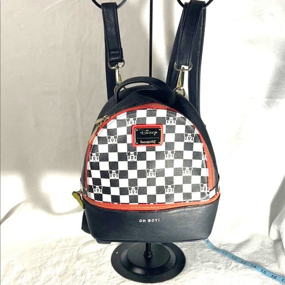 Loungefly Disney Black and White Checkered Mickey Backpack